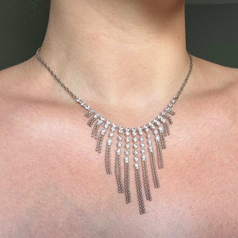 Claire’s Elegant Silver Crystal Necklace!